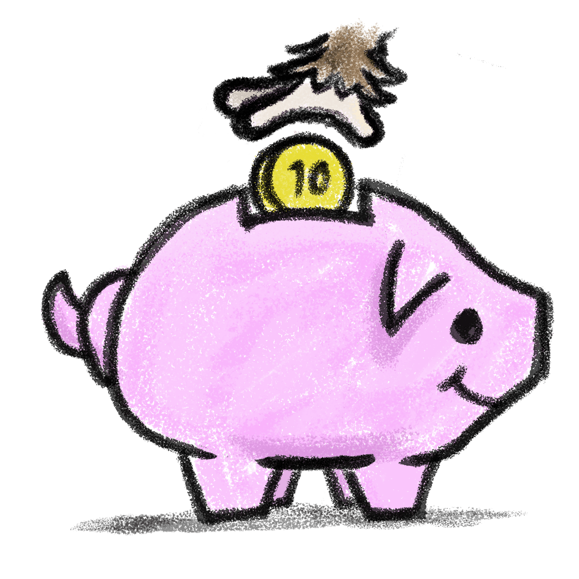 Igelkott som stoppar en guldpeng i en spargris